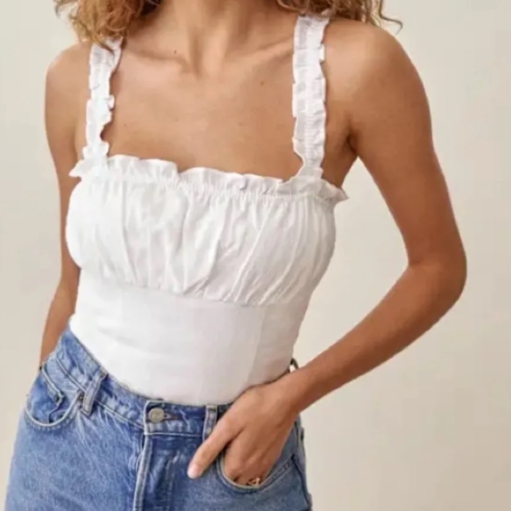 Reformation Candella Linen Top in White